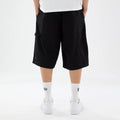 New Era Canvas Black Bermuda Shorts-zelvios