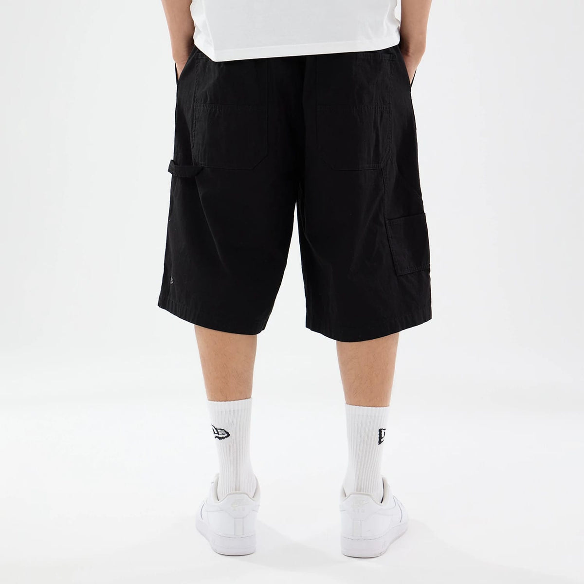 New Era Canvas Black Bermuda Shorts-zelvios