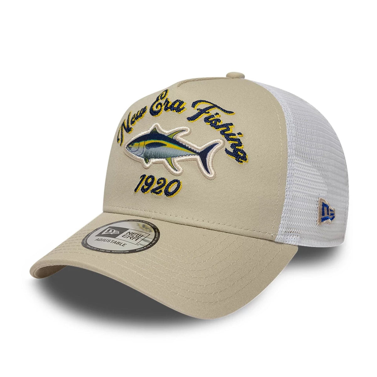 New Era Fishing Light Beige 9FORTY A-Frame Trucker Adjustable Cap-zelvios