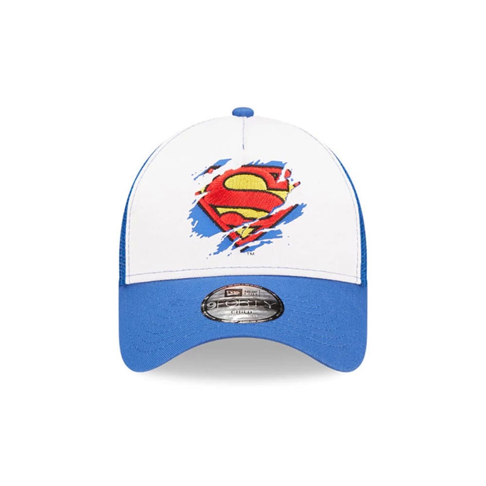 Child DC Superman White 9FORTY A-Frame Trucker Adjustable Cap-kentox