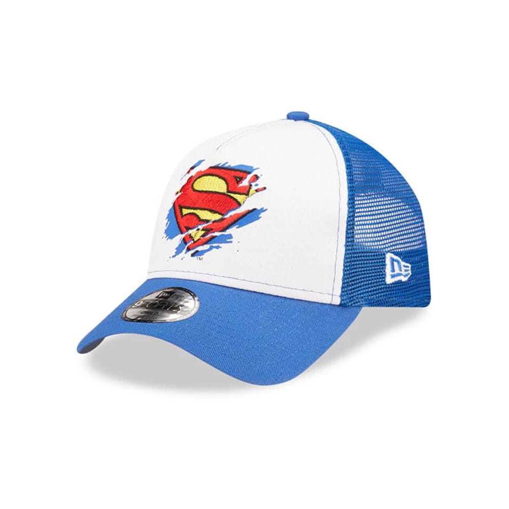 Child DC Superman White 9FORTY A-Frame Trucker Adjustable Cap-kentox