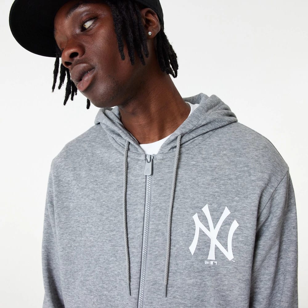 New York Yankees MLB Essential Grey Full Zip Hoodie-zelvios