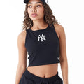 New York Yankees Womens MLB Lifestyle Black Crop Tank Top-zelvios