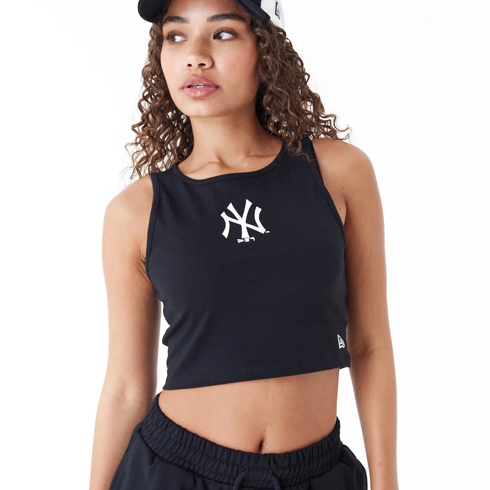 New York Yankees Womens MLB Lifestyle Black Crop Tank Top-zelvios