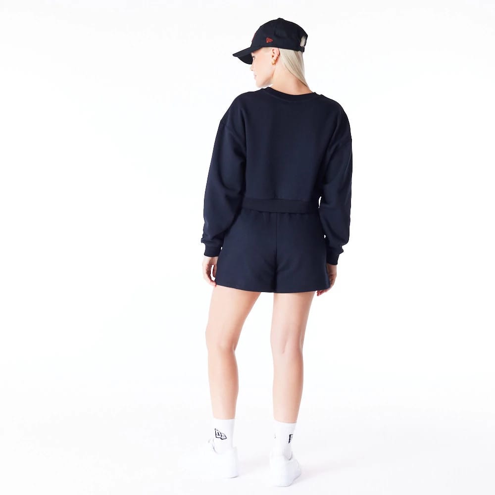 New York Yankees Womens MLB League Essential Black Crop Crew Neck Sweatshirt-zelvios