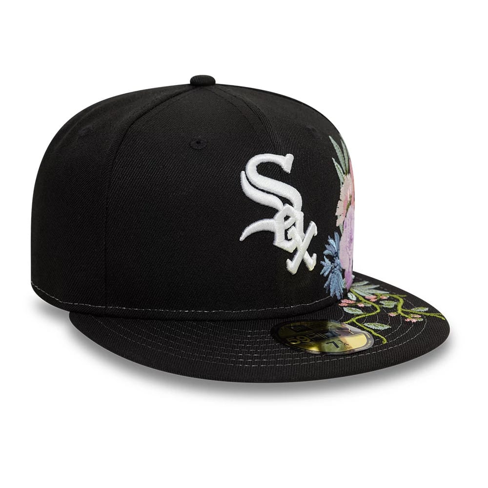 Chicago White Sox MLB Floral Black 59FIFTY Fitted Cap-zelvios