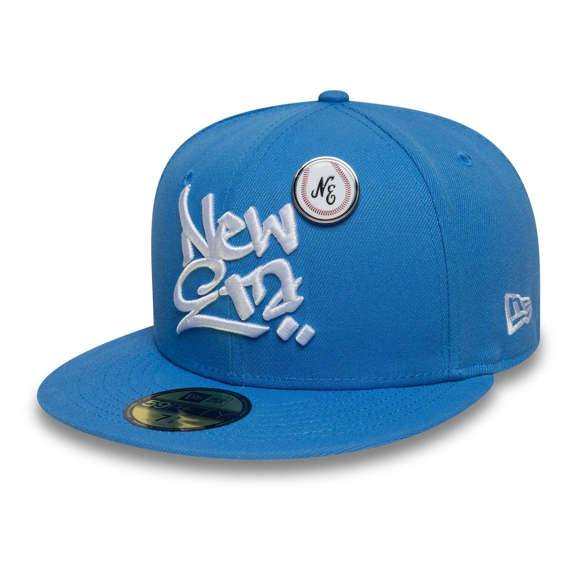 New Era Oversized Script Blue 59FIFTY Fitted Cap-zelvios
