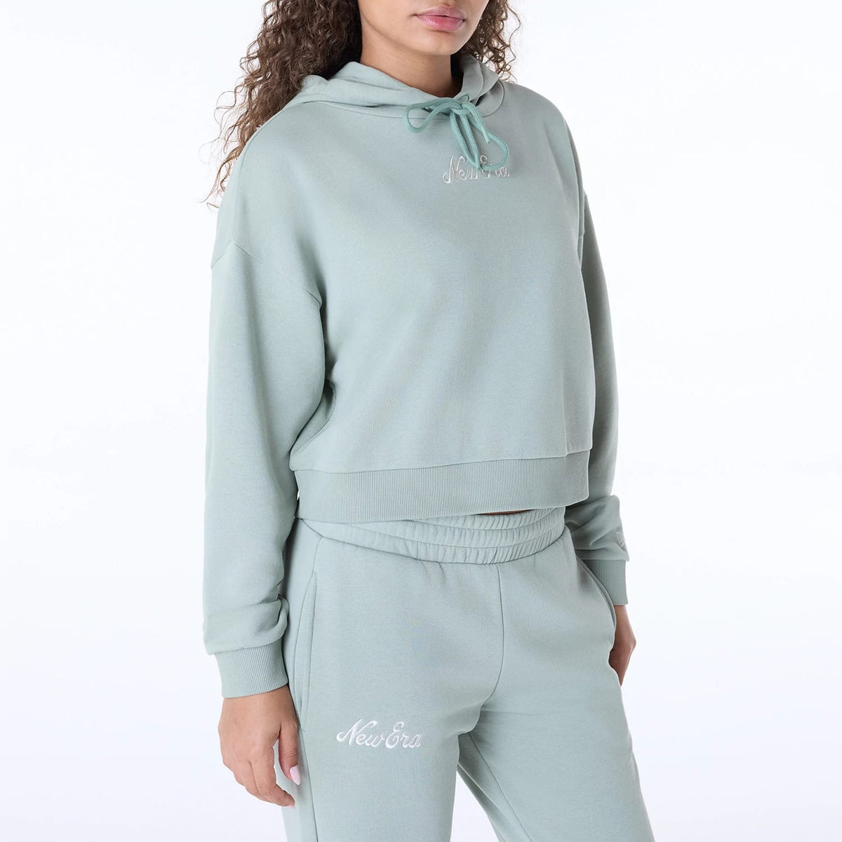 Womens New Era Script Pastel Green Pullover Hoodie-zelvios