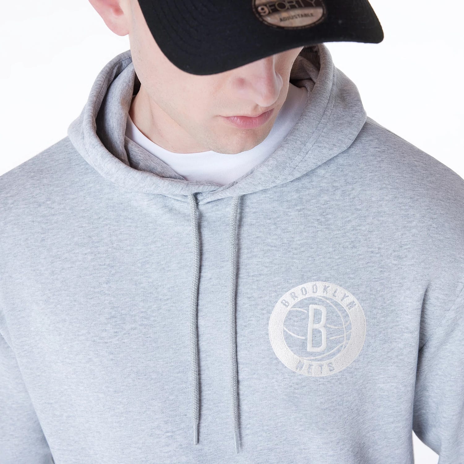 Brooklyn Nets NBA League Essential Grey Oversized Pullover Hoodie-kentox