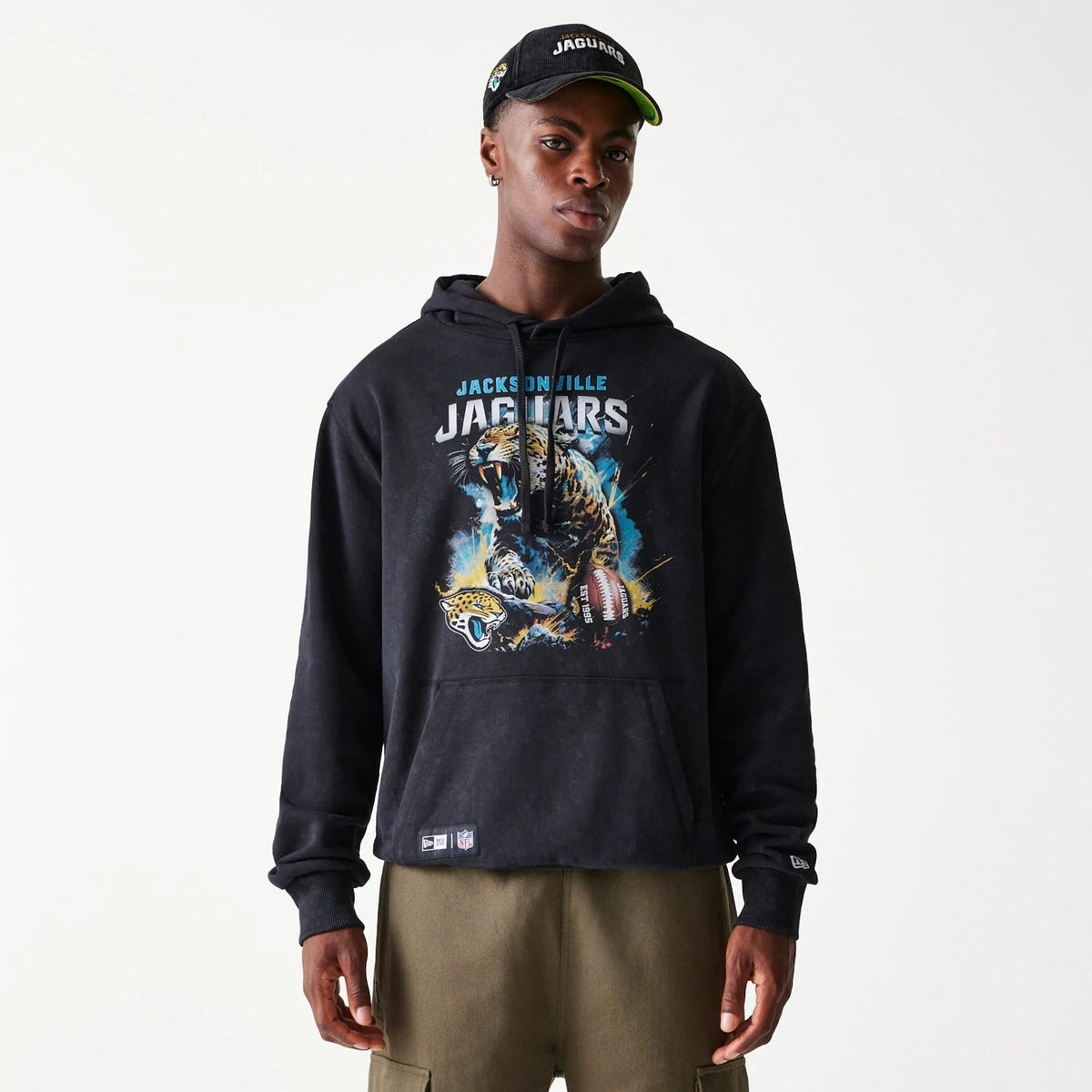 Jacksonville Jaguars NFL Games Premium Apparel Black Oversized Pullover Hoodie-zelvios