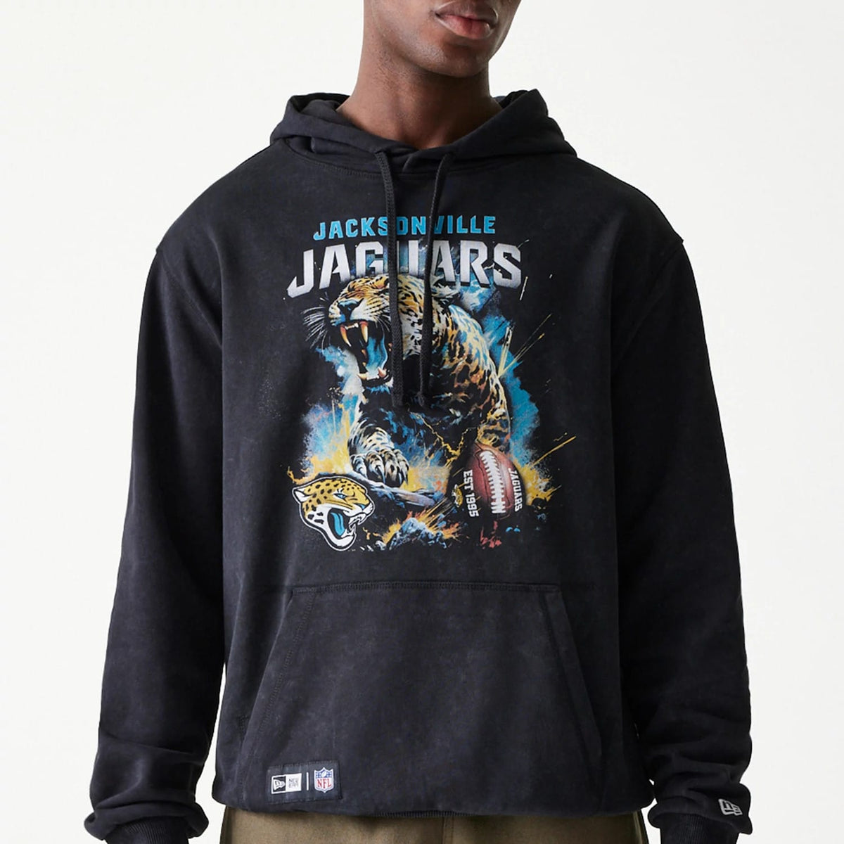 Jacksonville Jaguars NFL Games Premium Apparel Black Oversized Pullover Hoodie-zelvios