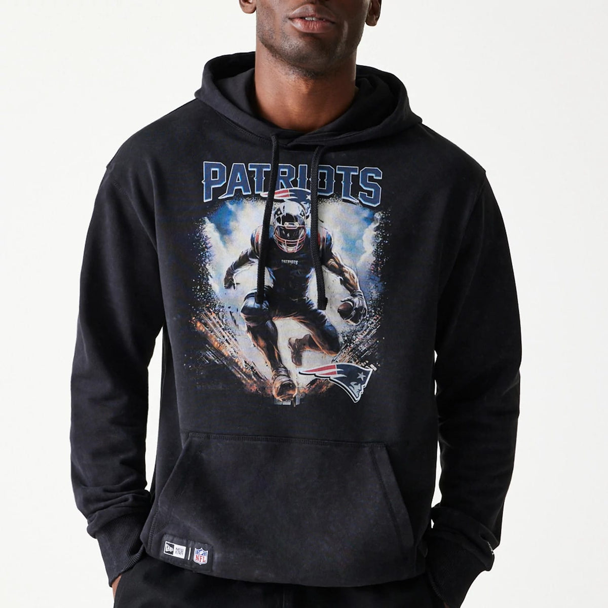 New England Patriots NFL Games Premium Apparel Black Oversized Pullover Hoodie-zelvios