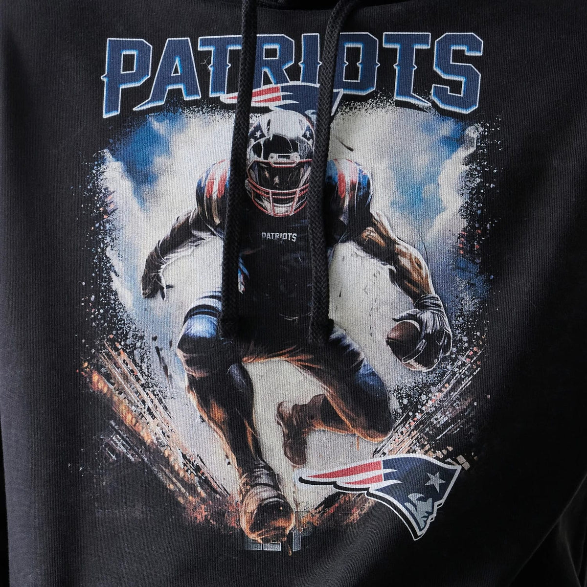 New England Patriots NFL Games Premium Apparel Black Oversized Pullover Hoodie-zelvios