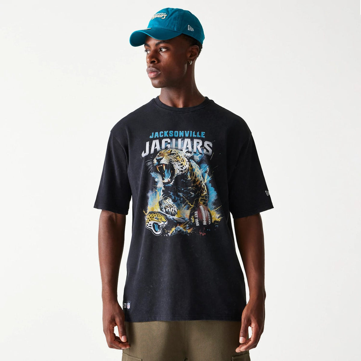 Jacksonville Jaguars NFL Games Premium Apparel Black Oversized T-Shirt-zelvios