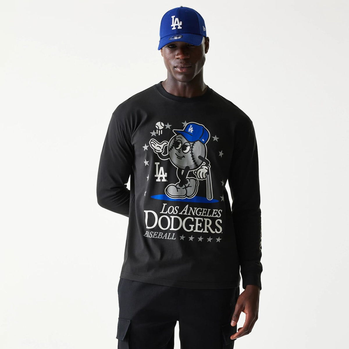 LA Dodgers MLB Character Black Long Sleeve T-Shirt-zelvios