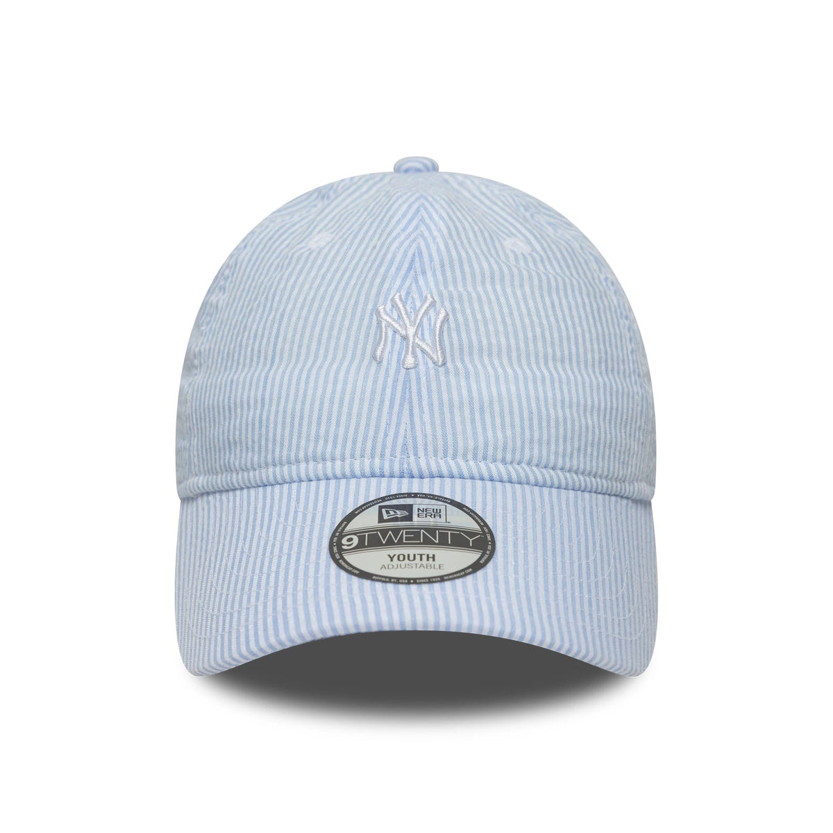 New York Yankees Youth MLB Seersucker Pastel Blue 9TWENTY Adjustable Cap-zelvios
