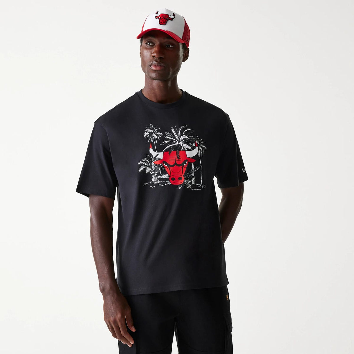 Chicago Bulls NBA Palm Tree Black Oversized T-Shirt-zelvios