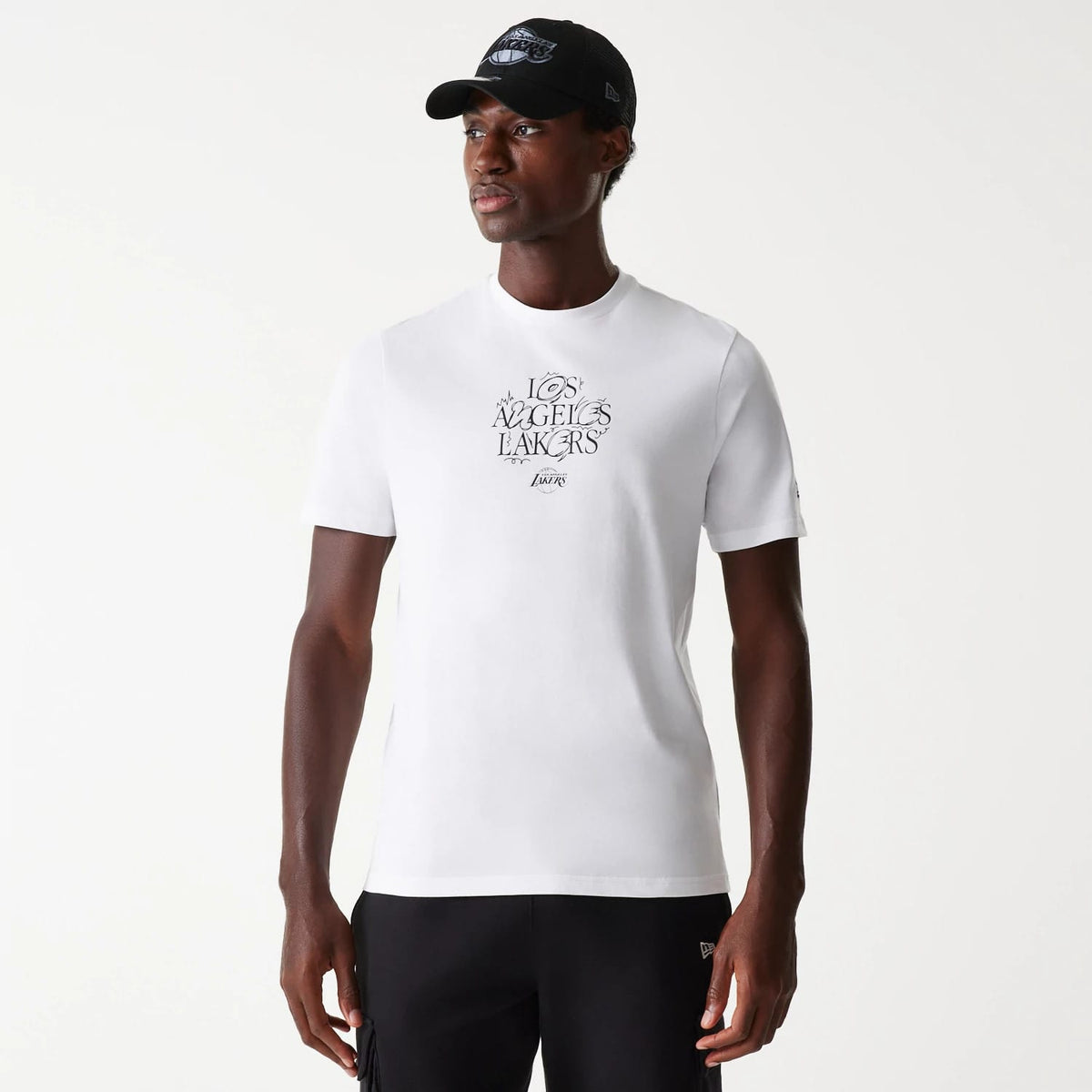 LA Lakers NBA Court Graphic White T-Shirt-zelvios
