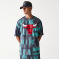 Chicago Bulls NBA All Over Print Green Oversized T-Shirt-zelvios