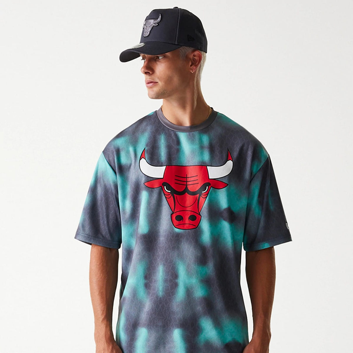 Chicago Bulls NBA All Over Print Green Oversized T-Shirt-zelvios