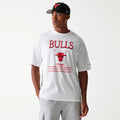 Chicago Bulls NBA Team Graphic White Oversized T-Shirt-zelvios