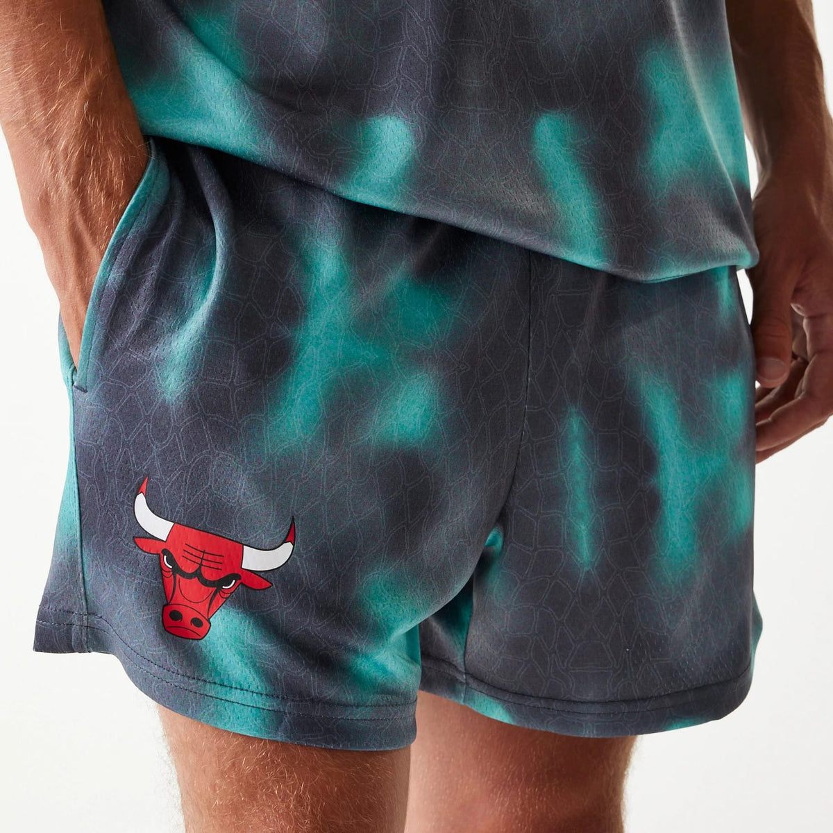 Chicago Bulls NBA All Over Print Green Shorts-zelvios
