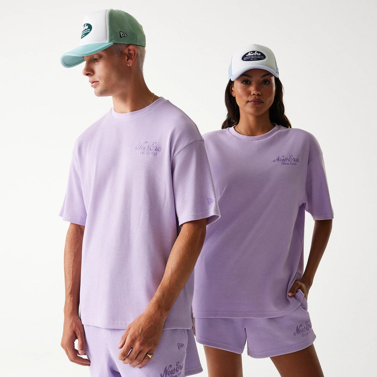 New Era Waffle Pastel Purple Oversized T-Shirt-zelvios