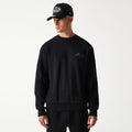 New Era Waffle Black Oversized Crew Neck Sweater-zelvios