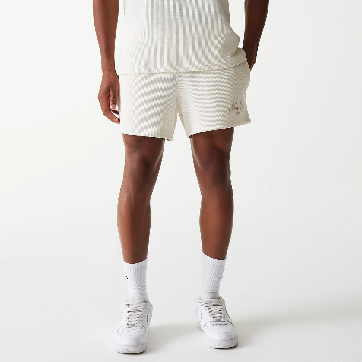 New Era Waffle Open White Shorts-zelvios