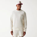 New Era Waffle Open White Oversized Crew Neck Sweater-zelvios