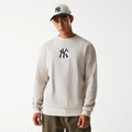 New York Yankees MLB Waffle Cream Oversized Crew Neck Sweater-zelvios