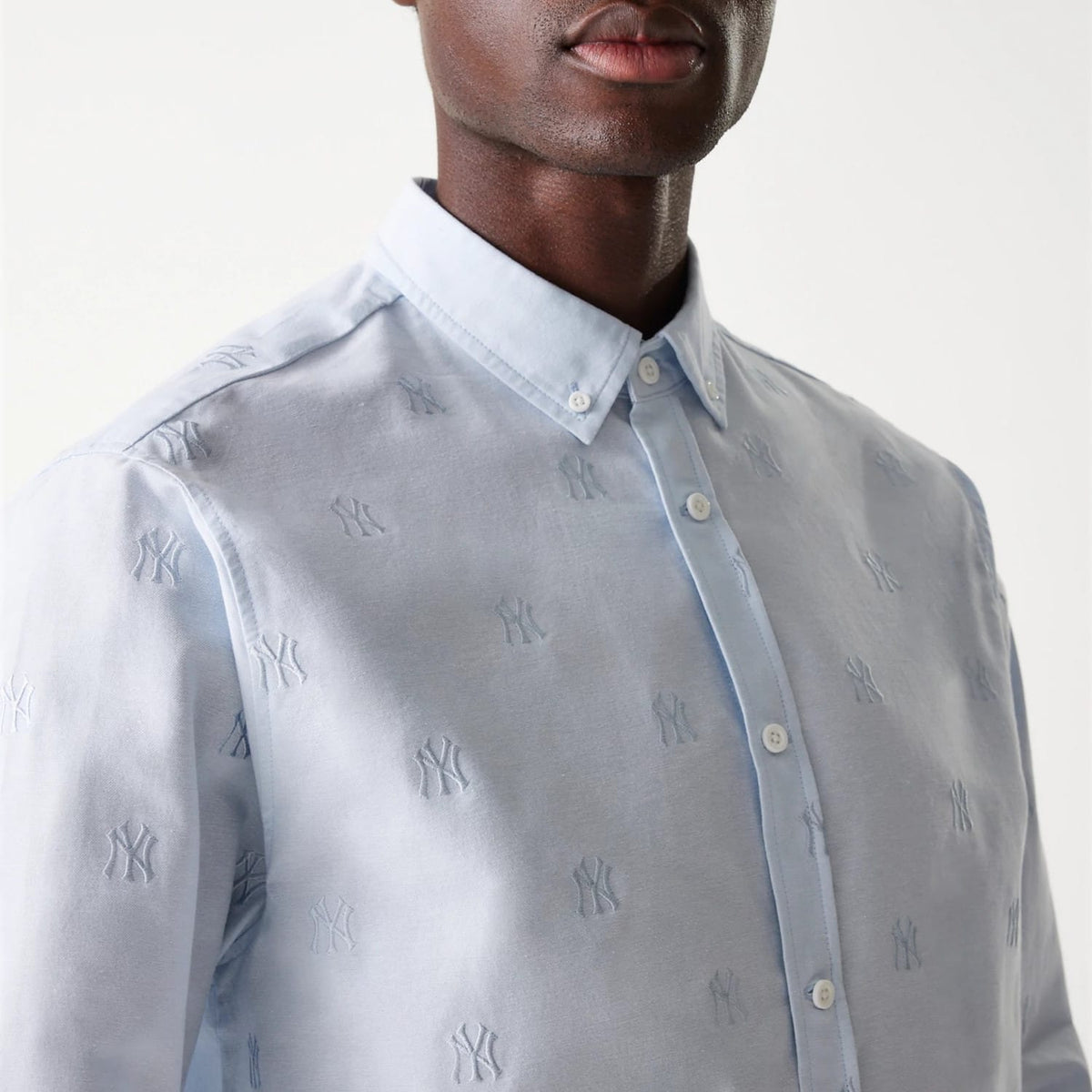 New York Yankees MLB Monogram Pastel Blue Long Sleeve Shirt-zelvios