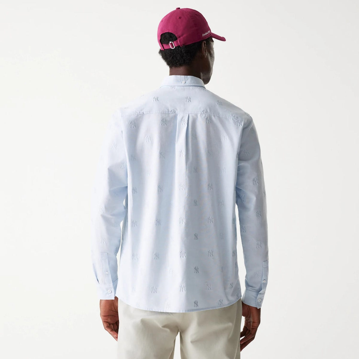 New York Yankees MLB Monogram Pastel Blue Long Sleeve Shirt-zelvios
