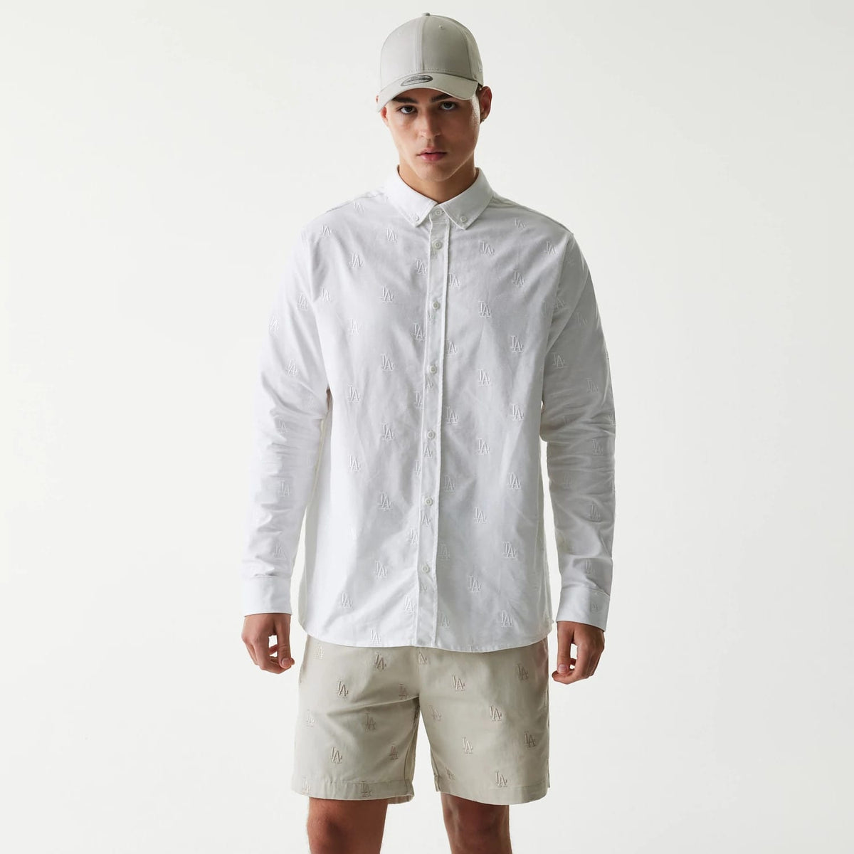 LA Dodgers MLB Monogram White Long Sleeve Shirt-zelvios