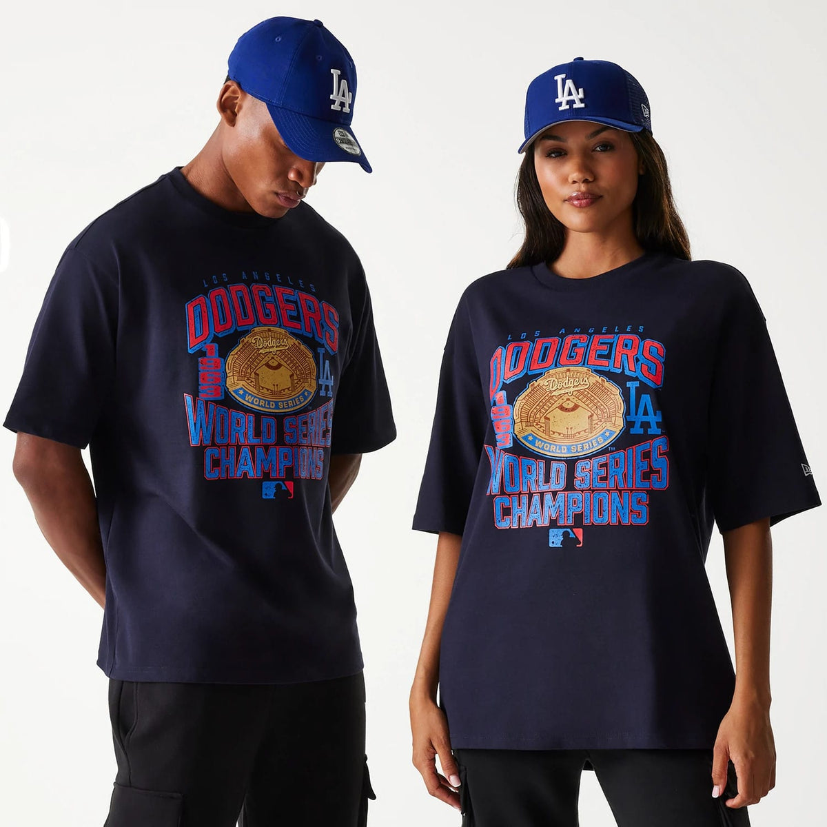 LA Dodgers MLB World Series Navy Oversized T-Shirt-zelvios
