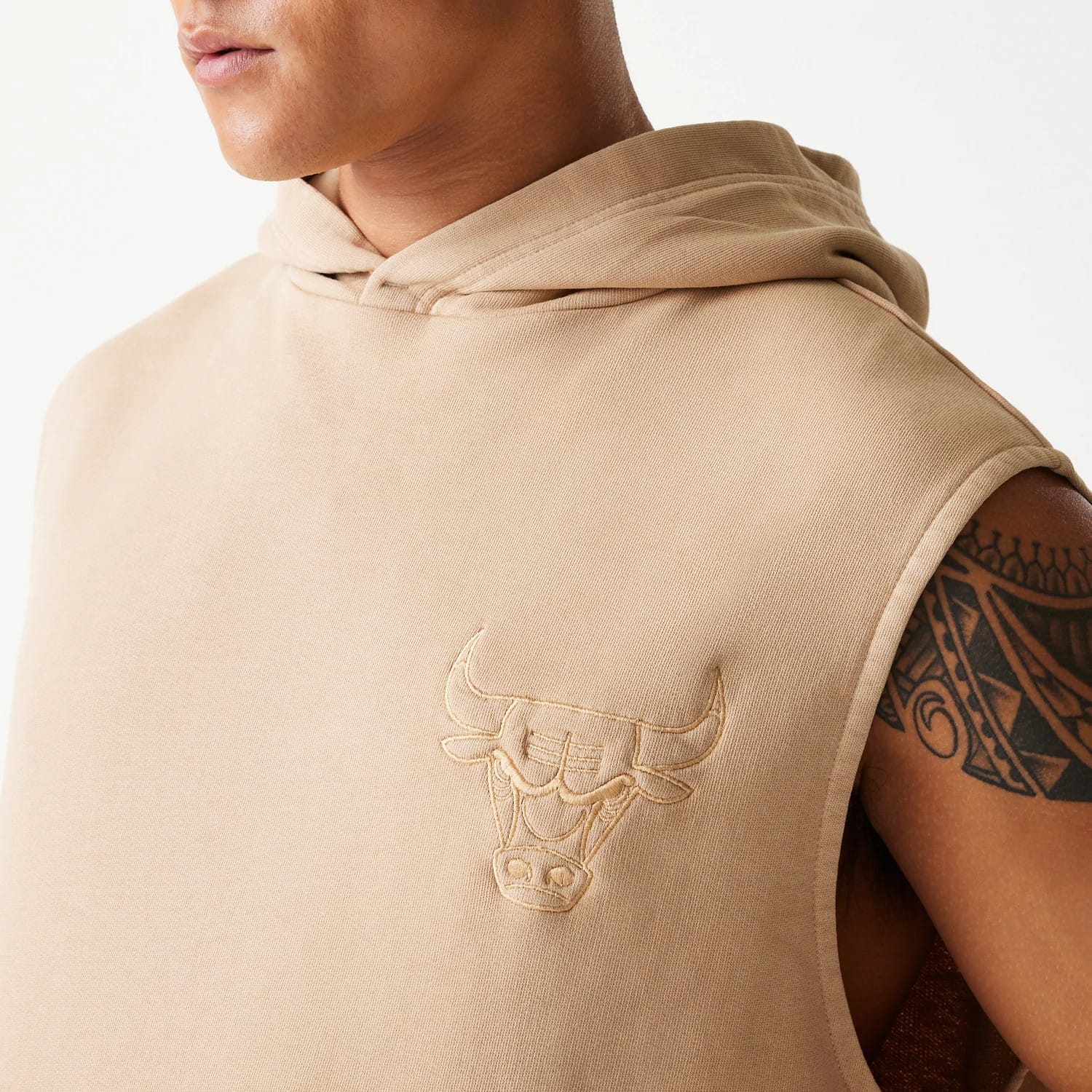 Chicago Bulls NBA Washed Beige Sleeveless Hoodie-kentox