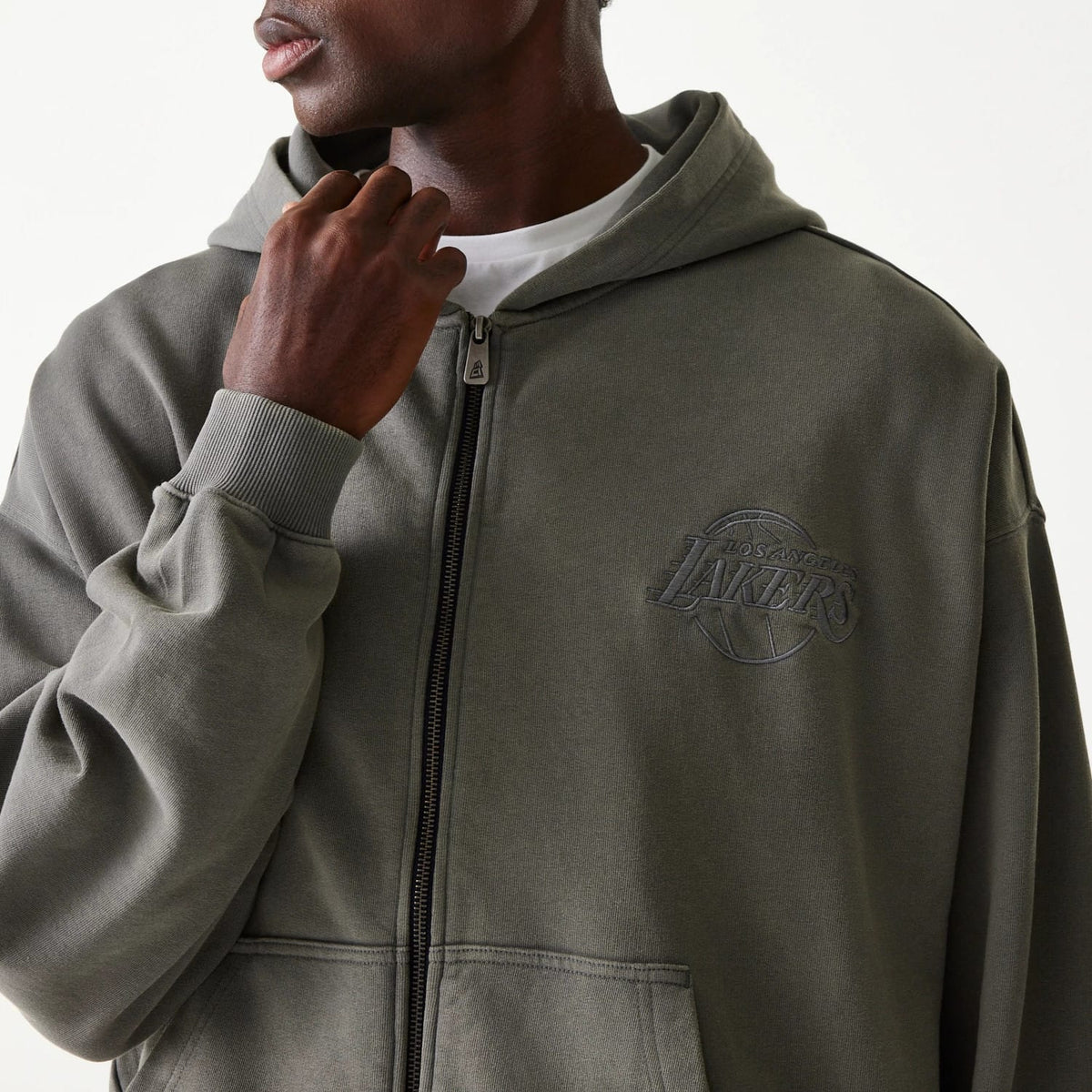 LA Lakers NBA Washed Grey Full Zip Hoodie-zelvios