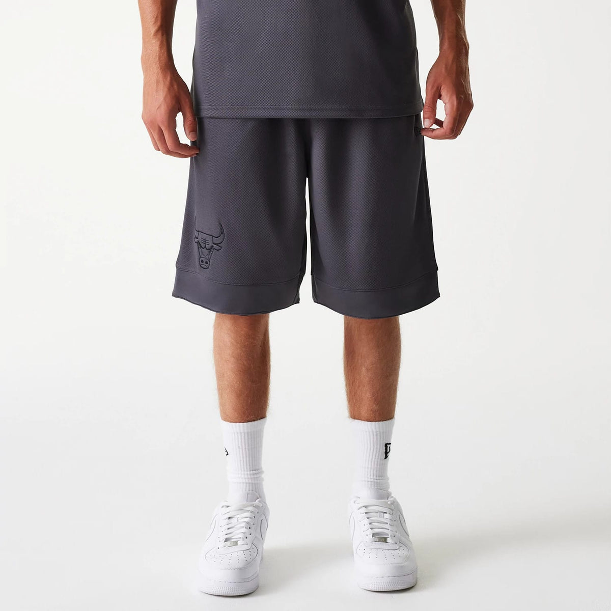 Chicago Bulls NBA Tonal Dark Grey Mesh Shorts-zelvios