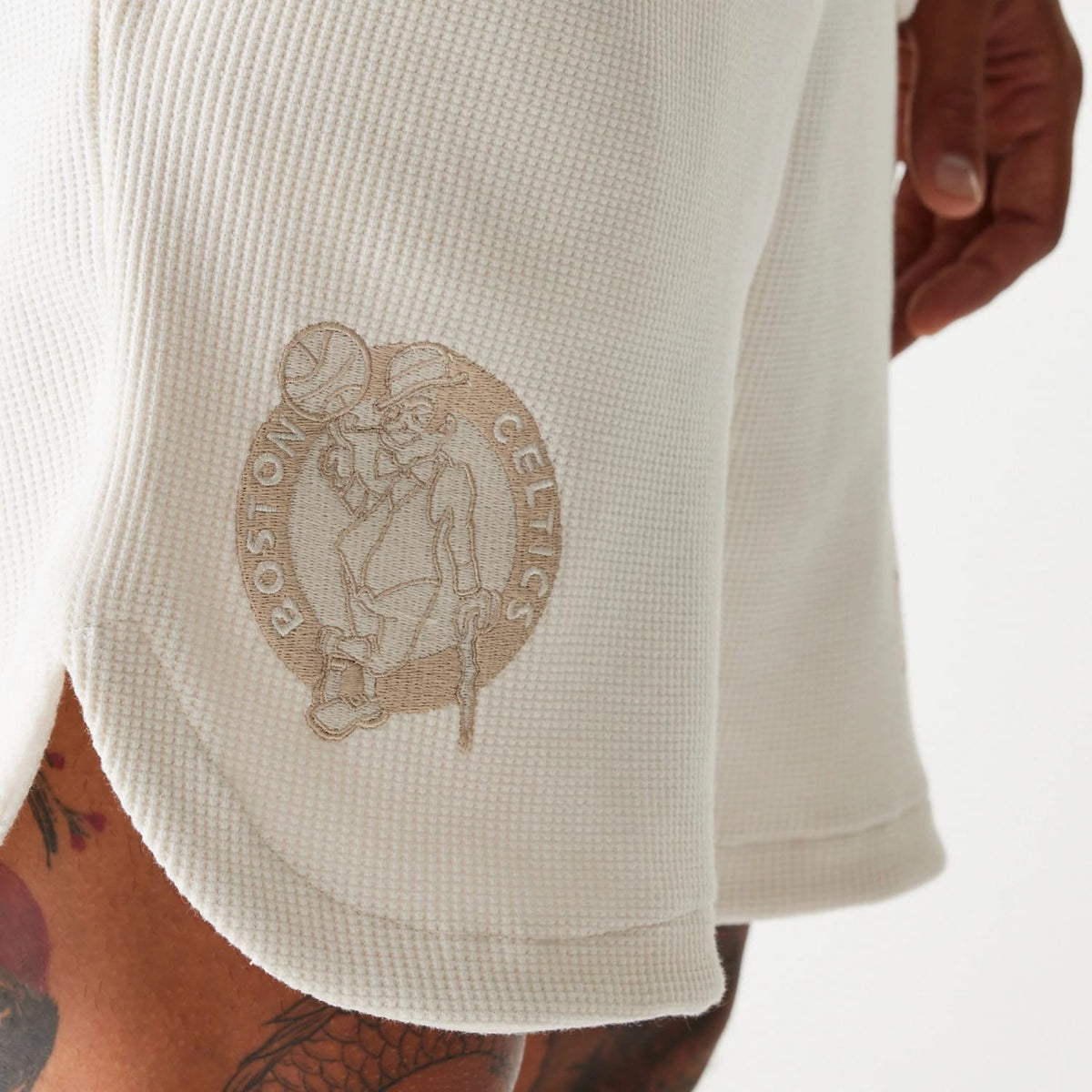 Boston Celtics NBA Waffle Open White Shorts-zelvios