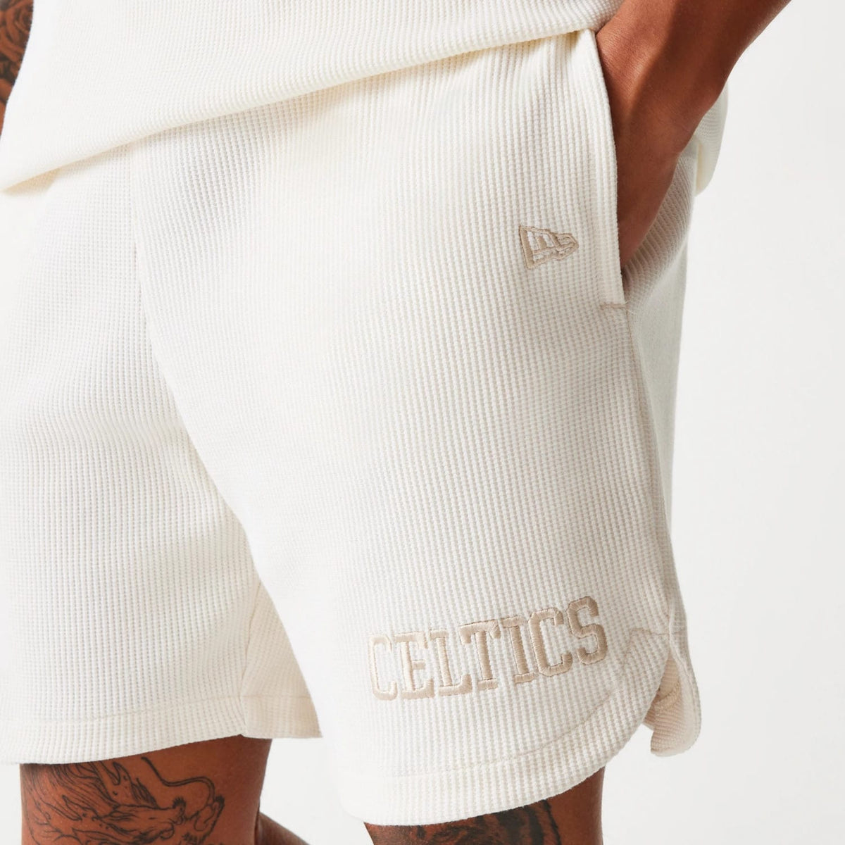 Boston Celtics NBA Waffle Open White Shorts-zelvios