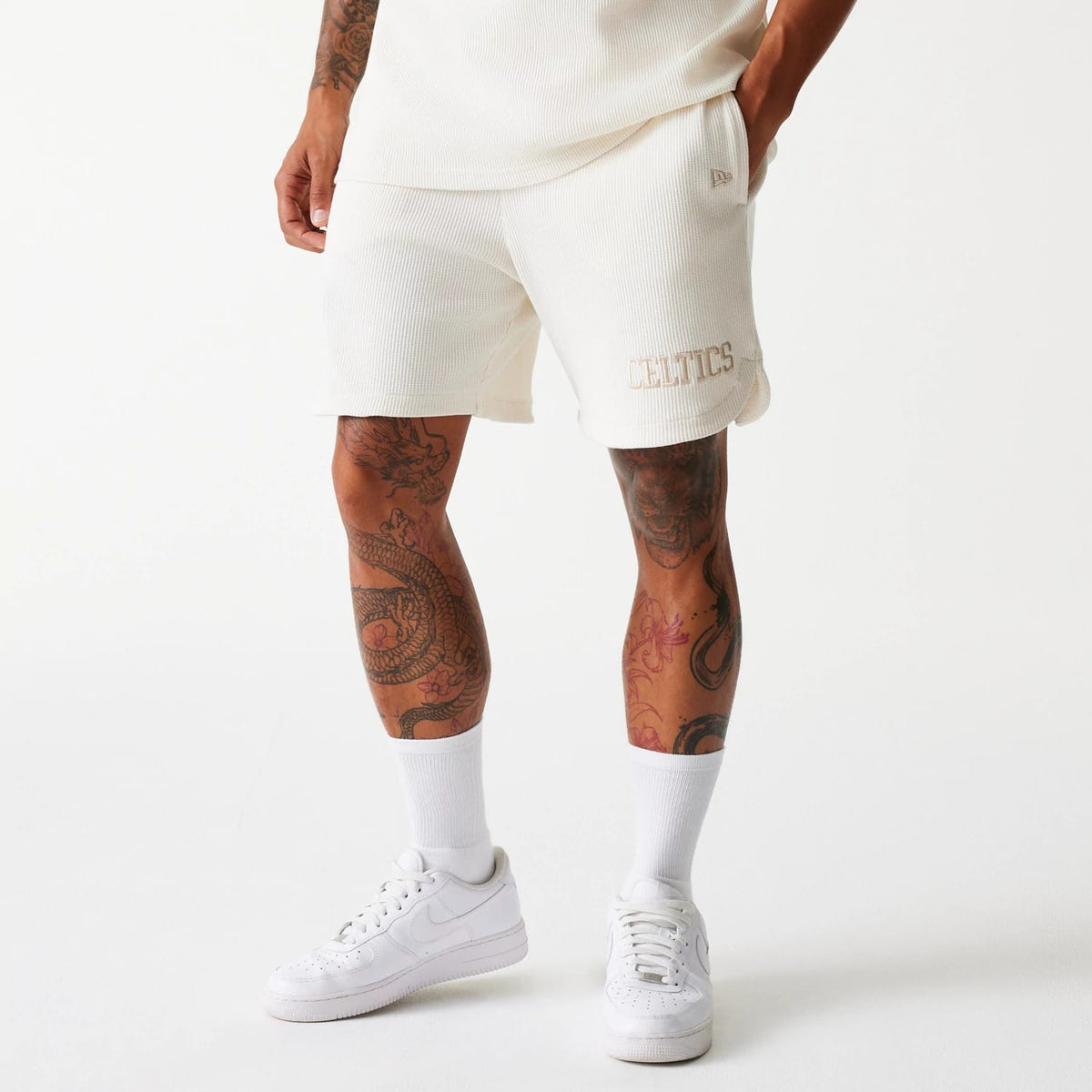 Boston Celtics NBA Waffle Open White Shorts-zelvios