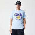 LA Lakers NBA Bubble Wordmark Pastel Blue T-Shirt-zelvios