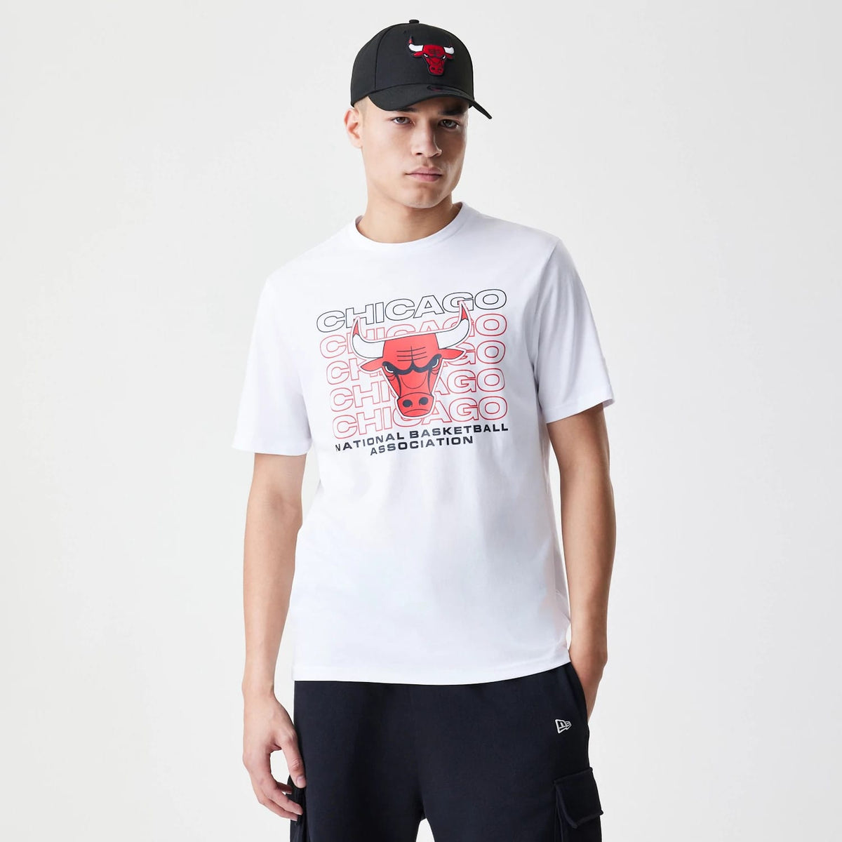 Chicago Bulls NBA Stack Wordmark White T-Shirt-zelvios