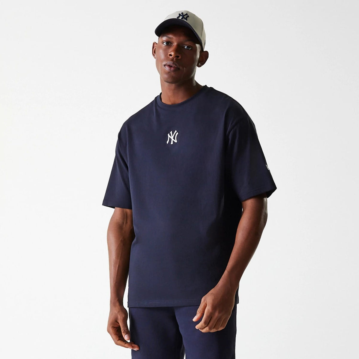 New York Yankees MLB League Essential Navy Oversized T-Shirt-zelvios