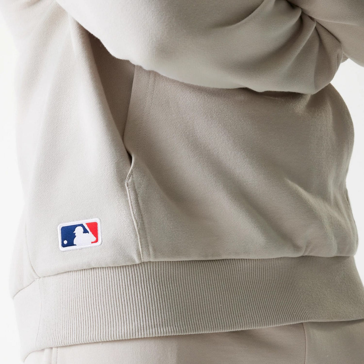 New York Yankees MLB League Essential Midi French Terry Cream Oversized Pullover Hoodie-zelvios