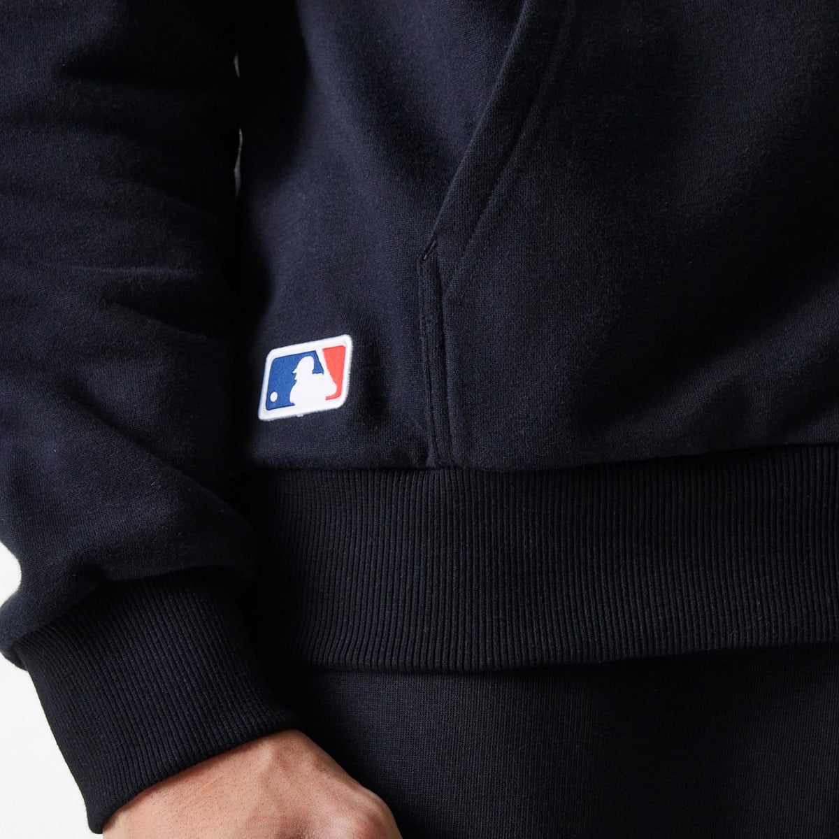 New York Yankees MLB League Essential Midi French Terry Black Oversized Pullover Hoodie-zelvios