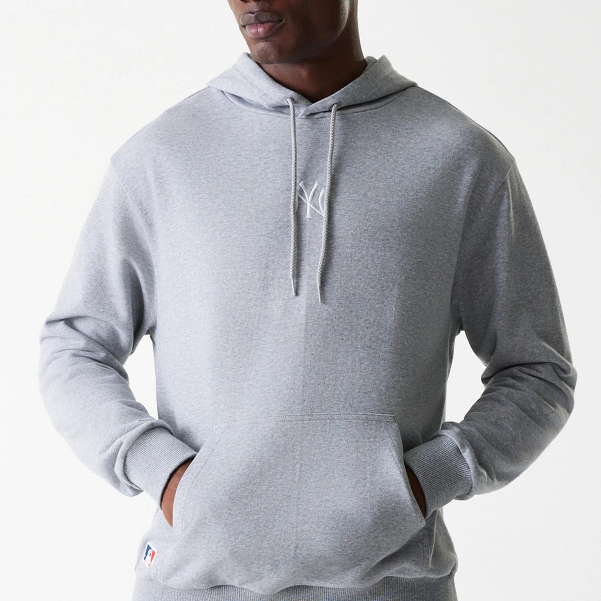 New York Yankees MLB League Essential Midi French Terry Grey Oversized Pullover Hoodie-zelvios