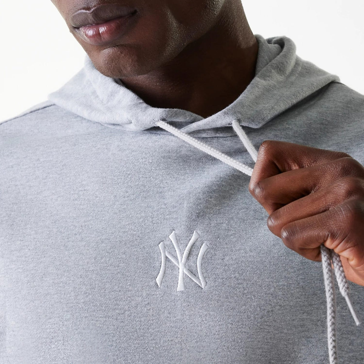 New York Yankees MLB League Essential Midi French Terry Grey Oversized Pullover Hoodie-zelvios