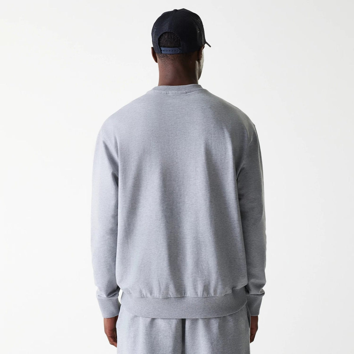 New York Yankees MLB League Essential Midi Grey Oversized Crew Neck Sweater-zelvios