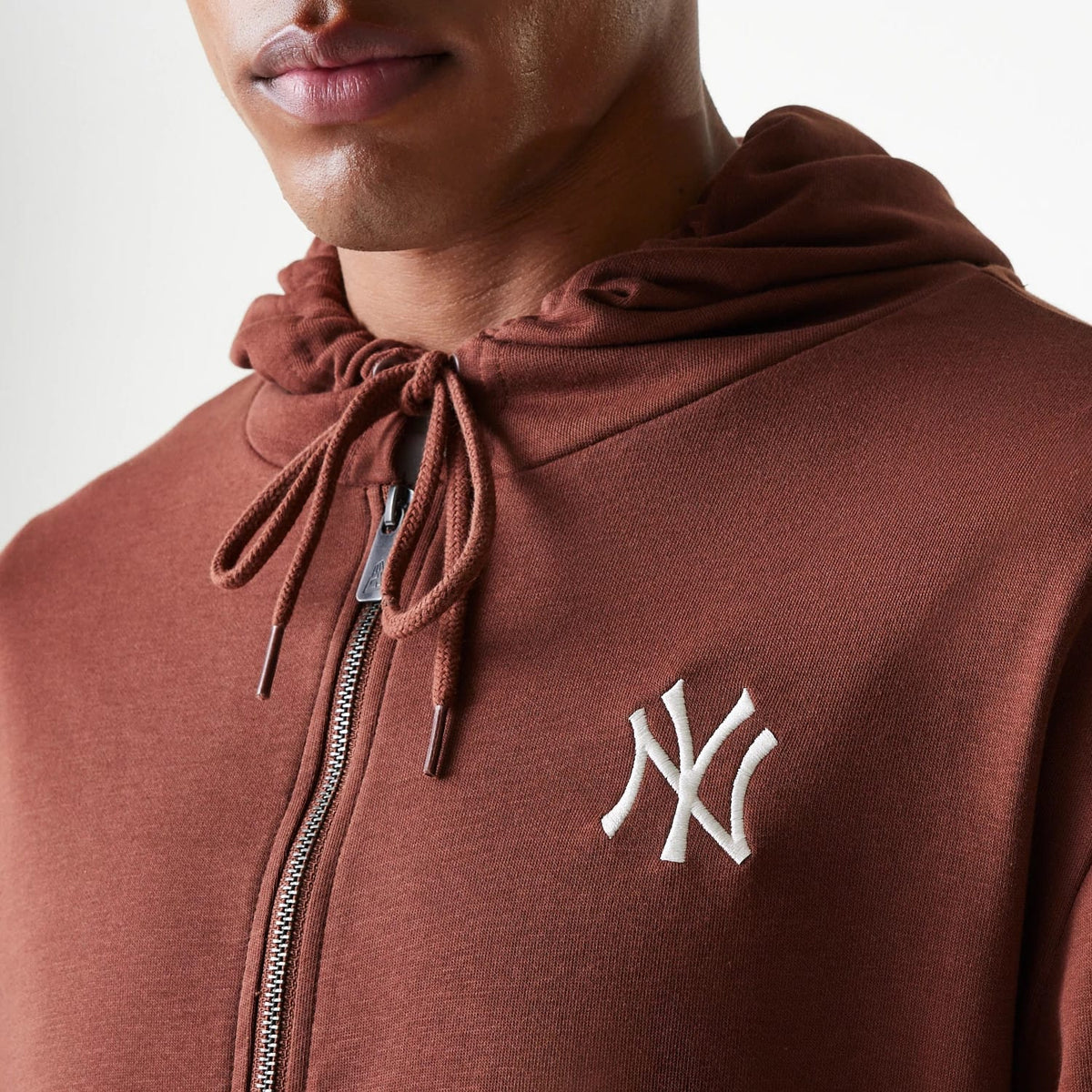 New York Yankees MLB Midi League Essential Brown Oversized Full Zip Hoodie-zelvios